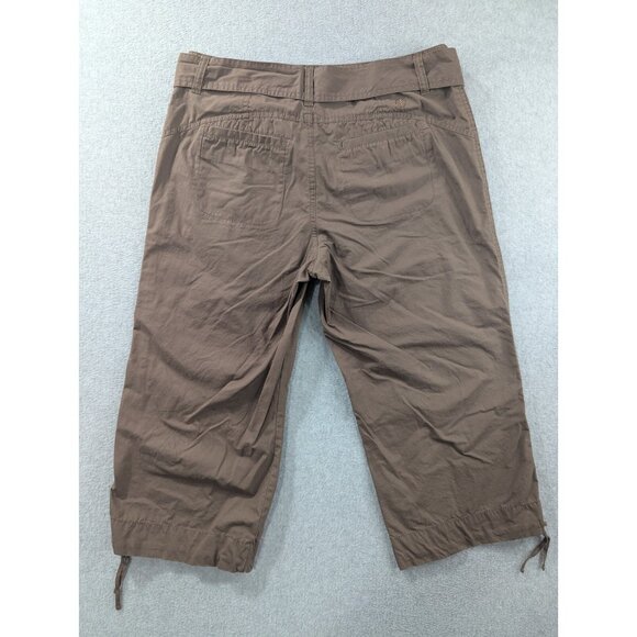 Izod Pants Womens Size 10 Brown Capri Wide Leg Slash Pockets 100% Cotton Boho - Picture 9 of 14